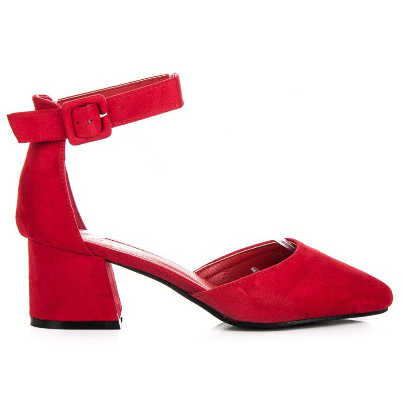 Wildledersandalen mit niedrigem Absatz rot