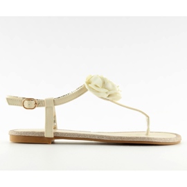 Sandalen Flip-Flops mit beiger Blume T314P Beige