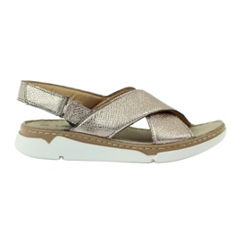 Filippo Bequeme goldene Sandalen mit Klettverschluss