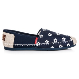L. Day Marineblaue Espadrilles mit Blumen