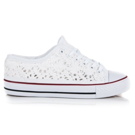 Sneakers aus weißer Spitze