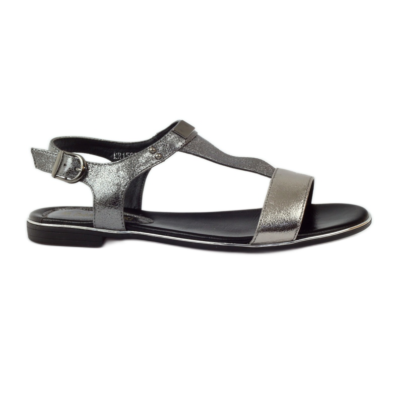 M.Daszyński Sandalen flacher Absatz Daszyński silber-schwarz grau