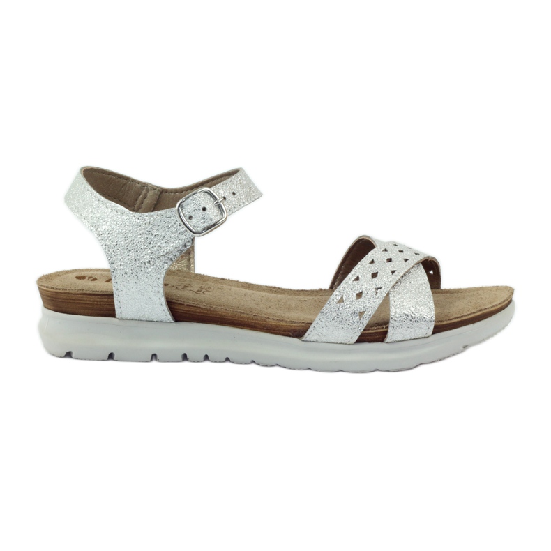 Ledersandalen Inblu 038 Silbereinsatz grau