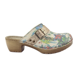 Clogs mit Blumen Inblu BL02 braun gelb mehrfarbig