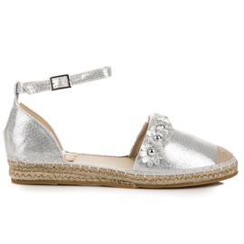Anesia Paris Silberne Espadrilles-Sandalen grau