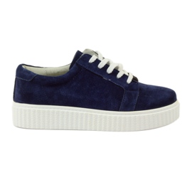 Creepers-Schuhe aus Leder Filippo 036 navy blau
