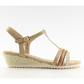 Beigefarbene Espadrilles-Arena-Sandalen für Damen