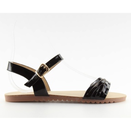 Sandalen mit glänzenden schwarzen Streifen