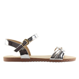 Sandalen mit glänzenden silbernen Streifen grau