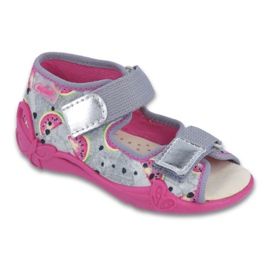 Befado gelbe Kinderschuhe 242P080 rosa grau