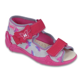 Befado gelbe Kinderschuhe 242P077 rosa grau