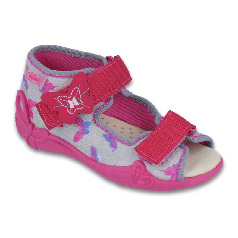 Befado gelbe Kinderschuhe 242P077 rosa grau