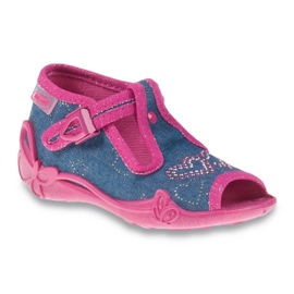 Befado blaue Kinderschuhe 213P101 marineblau rosa