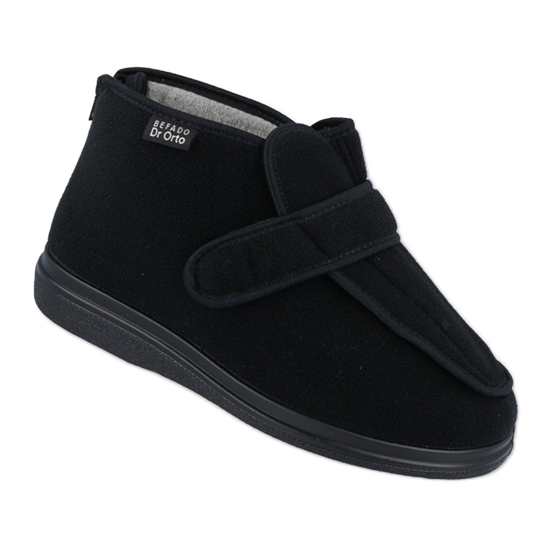 Dr.ORTO Befado Herren-Hausschuhe mit Klettverschluss 987M002 schwarz, Futter aus Silber (Ag).