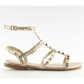 Damensandalen mit goldenen Nieten H56 LT.GOLD