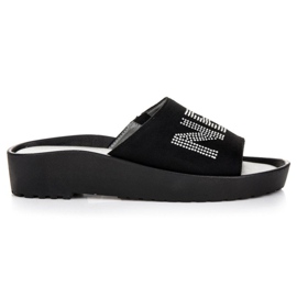 VINCEZA Hausschuhe aus schwarzem Wildleder