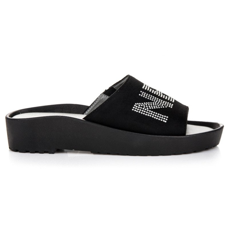 VINCEZA Hausschuhe aus schwarzem Wildleder