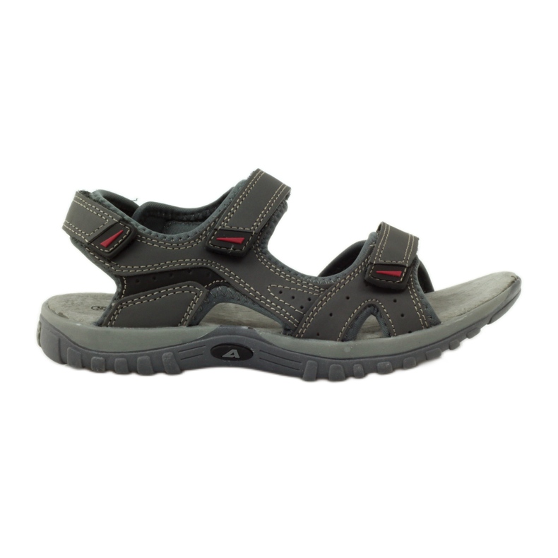 American Club Sandalen mit American 6201 Ledereinsatz grau