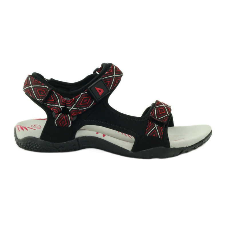 American Club Sandale mit Einsatz aus amerikanischem 6102-Leder schwarz rot