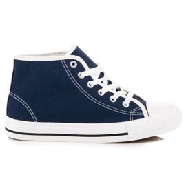 Marineblaue Turnschuhe über dem Knöchel