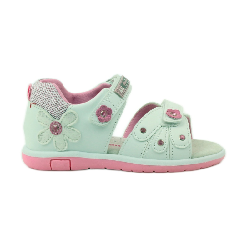 American Club Kindersandalen mit einem amerikanischen 87285 Ledereinsatz rosa weiß