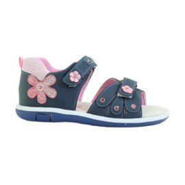 American Club Kindersandalen mit einem amerikanischen 87285 Ledereinsatz rosa navy blau
