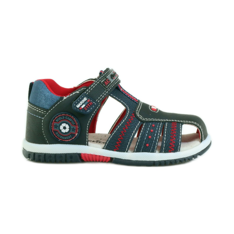 American Club Kindersandalen mit einem amerikanischen 87290 Ledereinsatz navy blau rot
