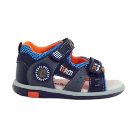 American Club Sandalen mit einem amerikanischen 87297 Ledereinsatz navy blau