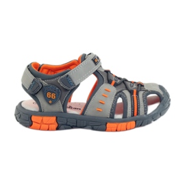 American Club Kindersandalen mit einem amerikanischen 93607 Ledereinsatz grau orange