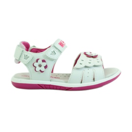 American Club Kindersandalen mit einem amerikanischen 93606 Ledereinsatz rosa weiß