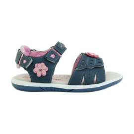 American Club Sandale mit Einsatz aus amerikanischem 93606 Leder marineblau rosa