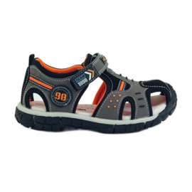 American Club Sandalen mit einem amerikanischen 93594 Ledereinsatz grau orange