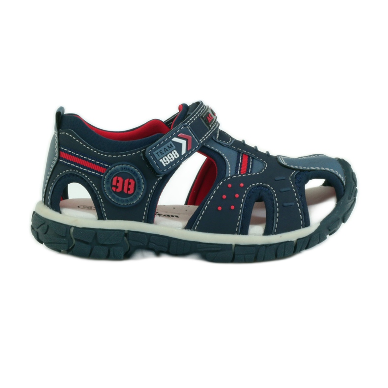 American Club Sandalen mit einem amerikanischen 93594 Ledereinsatz navy blau rot