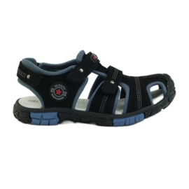 American Club Sandalen mit einem amerikanischen 93603 Ledereinsatz schwarz