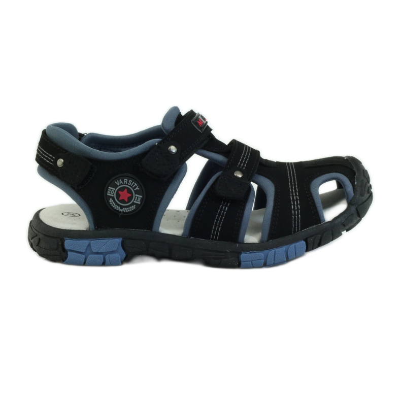 American Club Sandalen mit einem amerikanischen 93603 Ledereinsatz schwarz