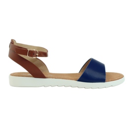 American Club Amerikanische 170621 Sandalen aus Leder mit Innensohle braun marineblau