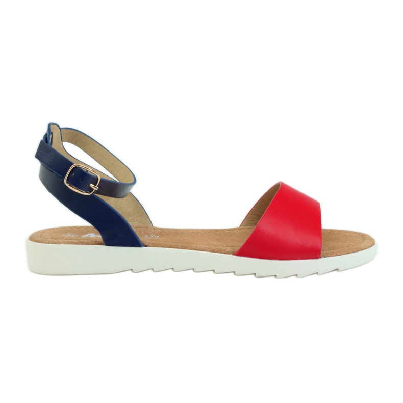 American Club Amerikanische 170621 Sandalen aus Leder mit Innensohle rot navy blau