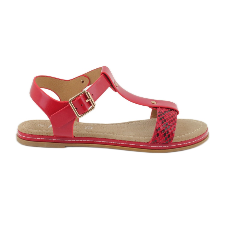 American Club American 052 Sandalen mit Ledereinsatz rot