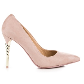 Pumps aus puderfarbenem Wildleder rosa