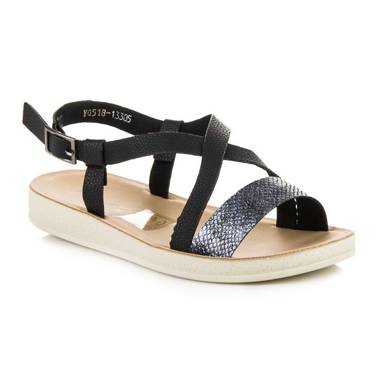 Flache Sandalen mit Vinceza-Schnalle schwarz