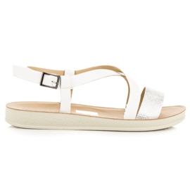 Flache Sandalen mit Vinceza-Schnalle weiß