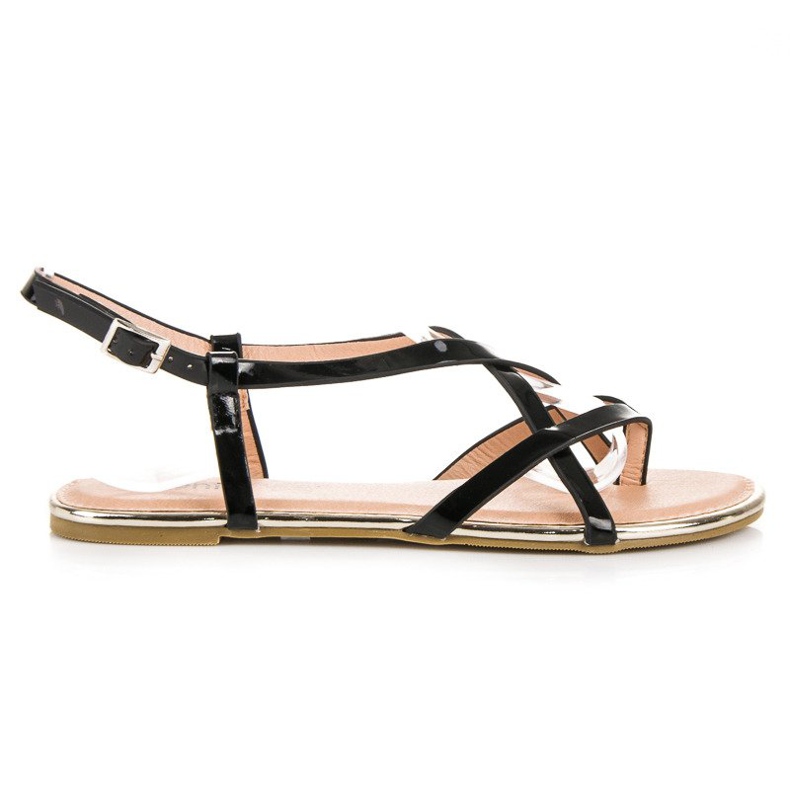 Evento Schwarze flache Sandalen