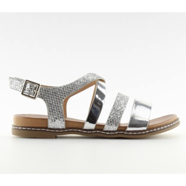 Silberne Damensandalen J80-1 Silber grau