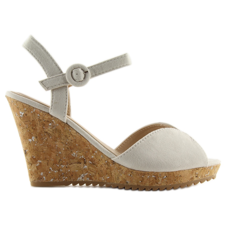 Graue Sandalen auf Keilabsatz aus Kork 3811