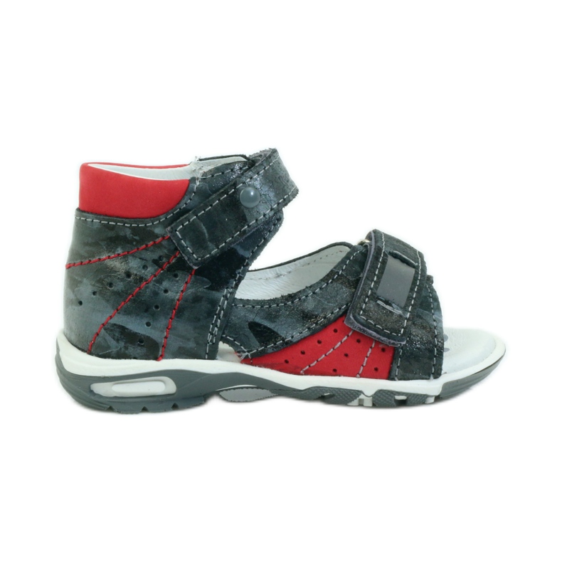 Jungen-Sandalen aus Leder mit Klettverschluss und Reflektoren RenBut 1407 grau