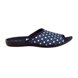 Baumwollpantoffeln Adanex marineblaue Punkte weiß navy blau