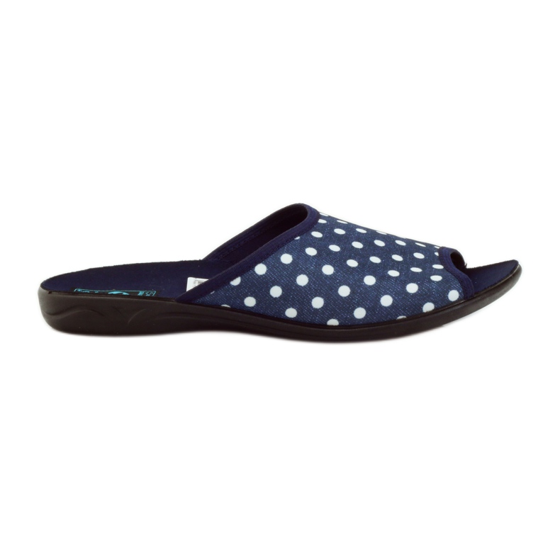 Baumwollpantoffeln Adanex marineblaue Punkte weiß navy blau