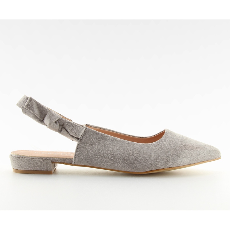 Graue Ballerinas mit offenem Absatz 100-879SA-1