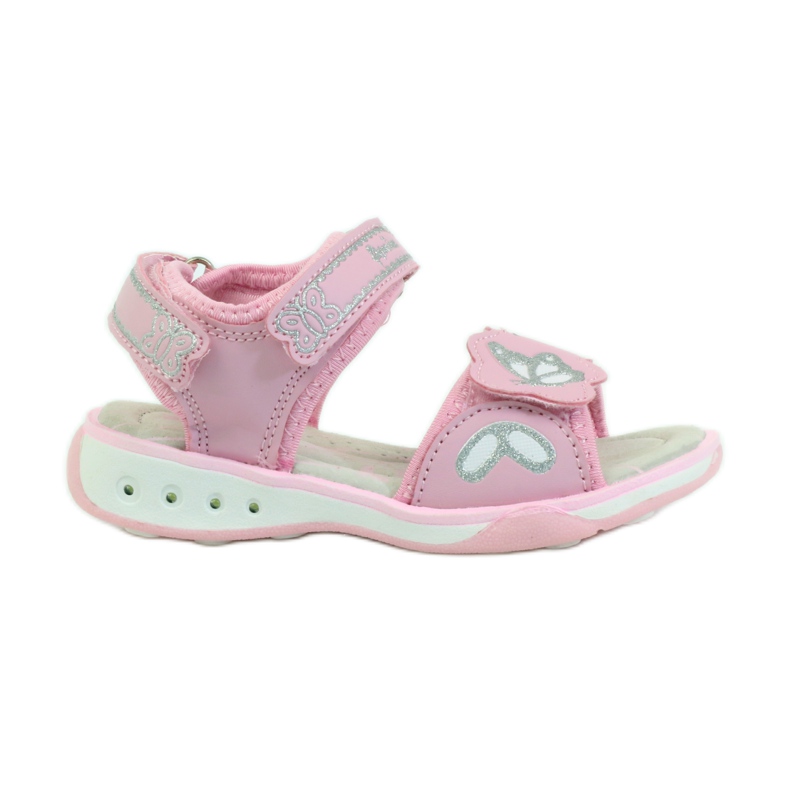 American Club Kinderschuhe Sandalen Leder Innensohle leuchtend amerikanisch rosa grau