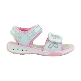 American Club Kinderschuhe Sandalen Leder Innensohle leuchtend amerikanisch rosa grau weiß